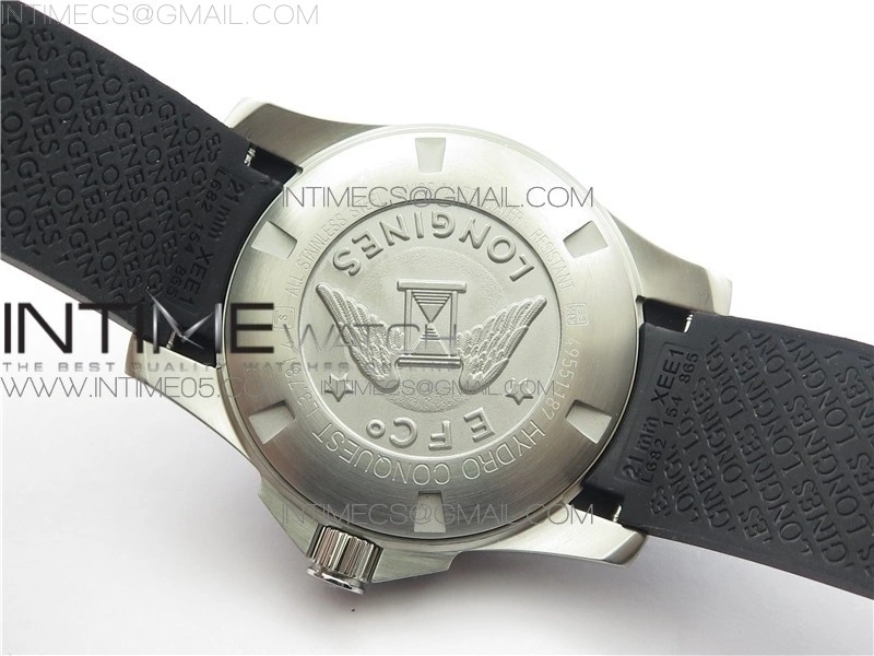 Conquest L3.840.4.56.6 Real Ceramic Bezel SS ZF 1:1 Best Edition Black dial On Rubber Strap A2824